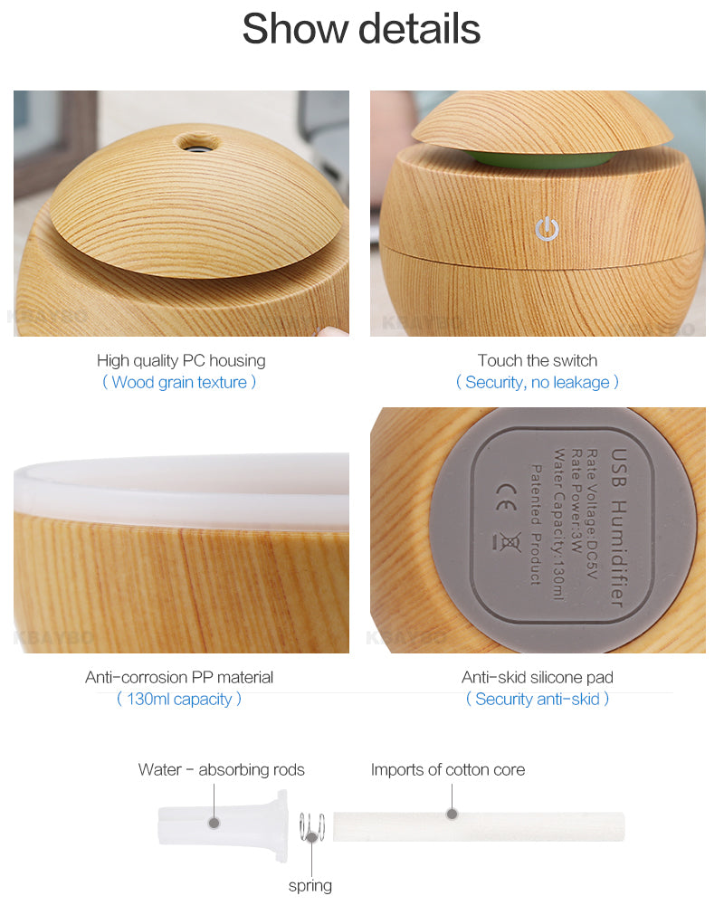 Far-A-We ultrasone aroma-diffuser van hout, 130 ml, voor geurverspreiding in huis