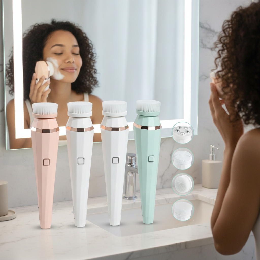 4-in-1 USB Rechargeable Facial Cleansing Brush