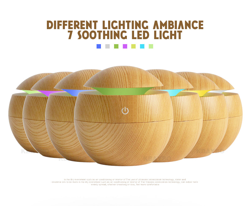 Far-A-We ultrasone aroma-diffuser van 130 ml in ondiepe houten uitvoering