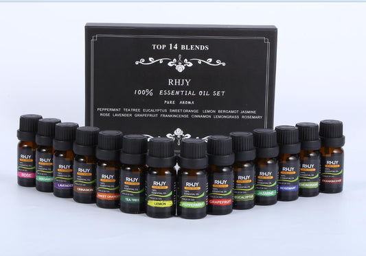 Far-A-We etherische olieset voor aromatherapie met 14 flesjes van 10 ml en wierookoliën