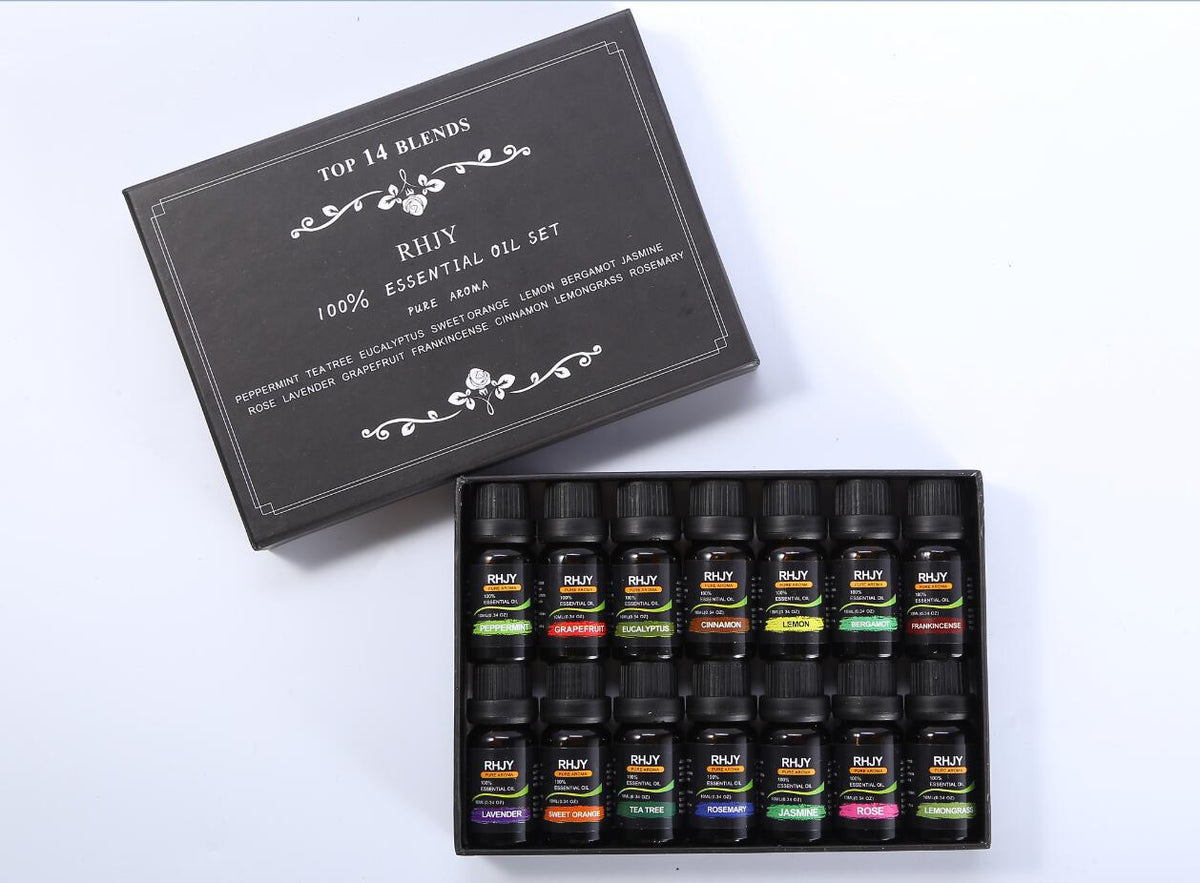 Far-A-We etherische olieset voor aromatherapie, 14 flesjes van 10 ml met diverse geuren