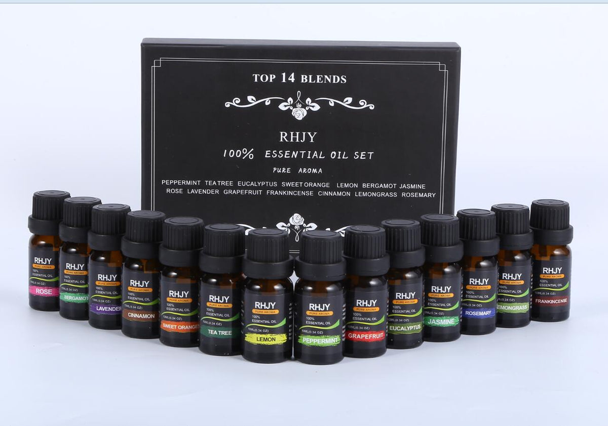 Far-A-We etherische olieset voor aromatherapie, 14 flesjes van 10 ml met diverse geuren