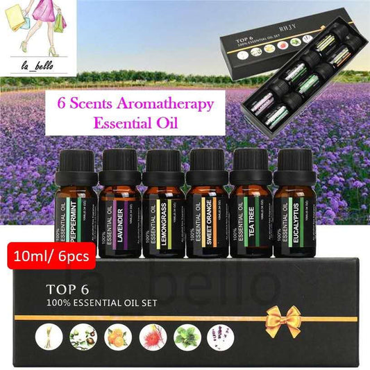 Far-A-We etherische olie set voor aromatherapie, 6 flesjes van 10 ml in diverse geuren
