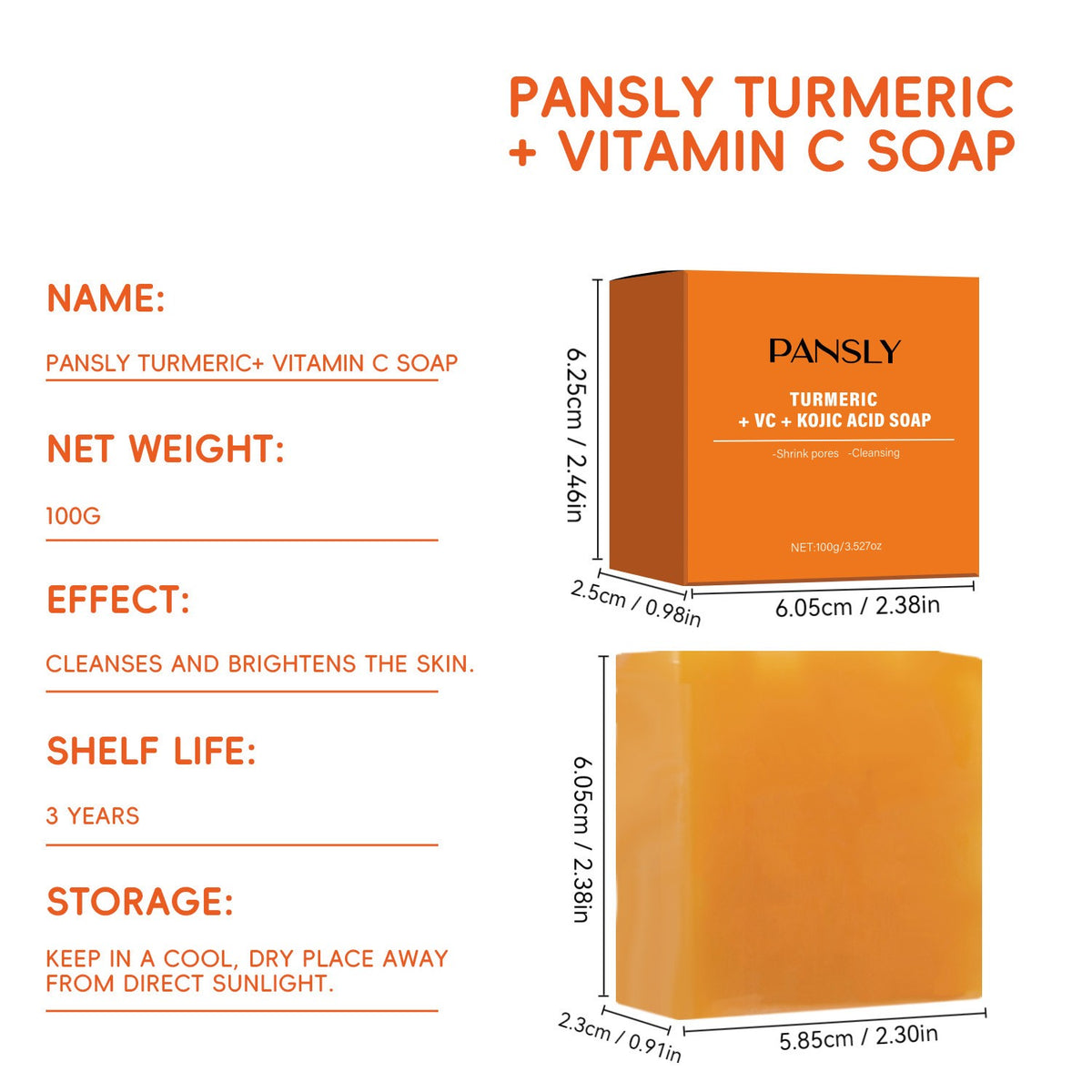 Far-A-We Turmeric Acid Soap voor lichaamsverzorging, geel stuk zeep op witte achtergrond